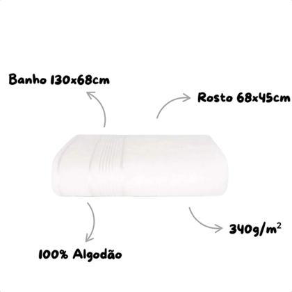 Imagem de Kit 2 Toalhas Banho Rosto Algodão Grande Macia Felpuda Luxo