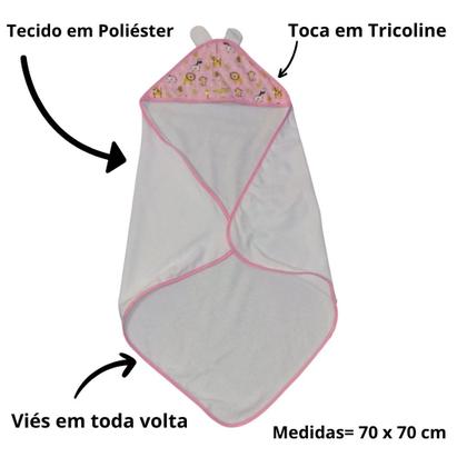 Imagem de Kit 2 Toalhas de Banho p Bebê Poliéster Atoalhado com Capuz