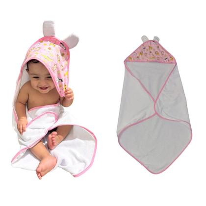 Imagem de Kit 2 Toalhas de Banho p Bebê Poliéster Atoalhado com Capuz
