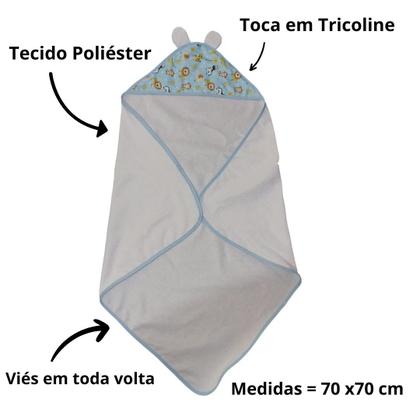 Imagem de Kit 2 Toalhas de Banho p Bebê Poliéster Atoalhado com Capuz
