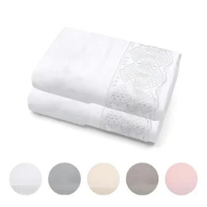 Imagem de Kit 2 Toalhas De Rosto Buettner Renda 50x80 Cm Algodão Egípcio Roma Cor Prata 600