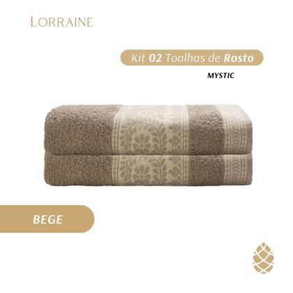 Imagem de Kit 2 Toalhas De Rosto Mystic Camesa Barra Trabalhada 50X80