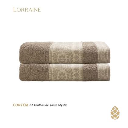Imagem de Kit 2 Toalhas De Rosto Mystic Camesa Barra Trabalhada 50X80