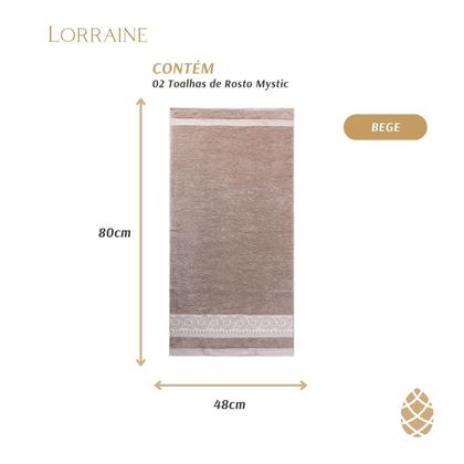Imagem de Kit 2 Toalhas De Rosto Mystic Camesa Barra Trabalhada 50X80