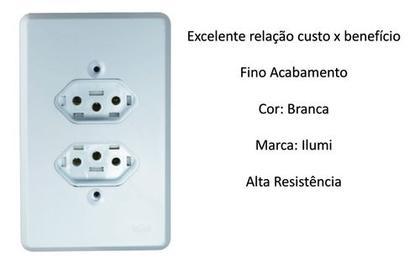 Imagem de Kit 2 Tomada Dupla 10a 2p+t 4x2 Ilumi De Escritório Cozinha
