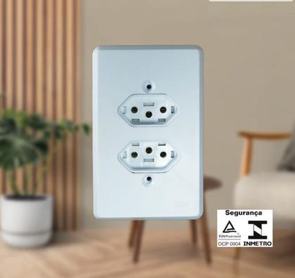 Imagem de Kit 2 Tomada Dupla 10a 2p+t 4x2 Ilumi De Escritório Cozinha