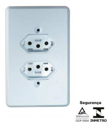 Imagem de Kit 2 Tomada Dupla 10a 2p+t 4x2 Ilumi De Escritório Cozinha