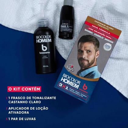 Imagem de Kit 2 Tonalizante Biocolor Homem Castanho Claro - Bozzano