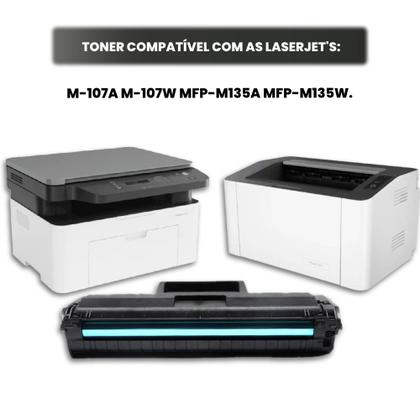 Imagem de Kit 2 Toner Compatível 105A W1105 W1105A P/ MFP135A Com Chip