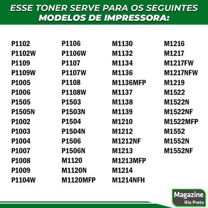 Imagem de KIT 2 Toner Compatível CE285A CB435A CB436A UNIVERSAL 85A  P1005 P1505 M1120 M1212 M1130 P1102w 1102w 1102