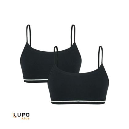 Imagem de Kit 2 Top Com Alça Lobinha Infantil Em Microfibra juvenil Básico Sem Costura e Sem Bojo Menina Lupo
