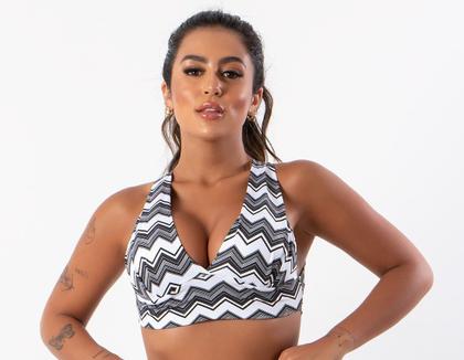 Imagem de KIT 2 Top com Bojo Estampado Suplex Feminino Para Academia