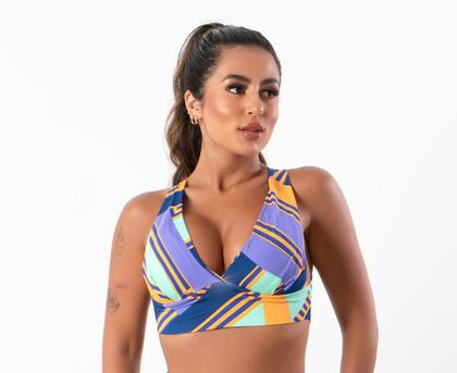 Imagem de KIT 2 Top com Bojo Estampado Suplex Feminino Para Academia