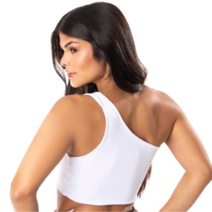 Imagem de Kit 2 Top Cropped Feminino Básico Um Ombro Só Alça Larga Sem Bojo Casual