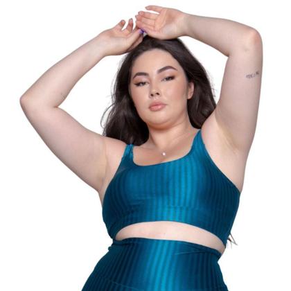 Imagem de KIT 2 Top Fitness Plus Size New Zig 3D Plus Size WLS Modas Com Bojo Removível Compressão Academia