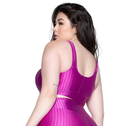 Imagem de KIT 2 Top Fitness Plus Size New Zig 3D Plus Size WLS Modas Com Bojo Removível Compressão Academia