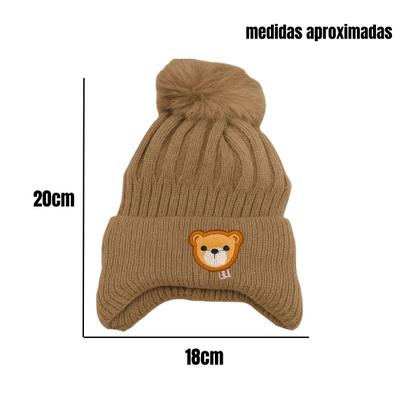 Imagem de Kit 2 Touca infantil gorro pompom ursinho forrada de pelinho de lã menino e menina criança juvenil