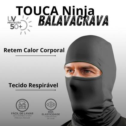 Imagem de Kit 2 Toucas Ninjas Balaclava UV+50 Proteção Solar Térmica Ideal para Motoqueiro Motoboy Toca Preta