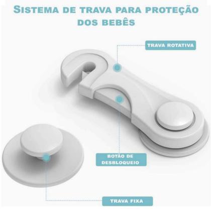 Imagem de Kit 2 Trava Gaveta Armário Porta Guarda Roupa para Segurança Protetor Proteção Infantil Bebe