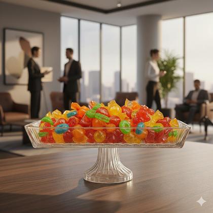 Imagem de kit 2 Travessa Retangular de Vidro com Pé forma rocambole