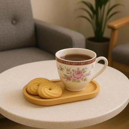 Imagem de Kit 2 Travessas 20x10cm Oval Nature Lyor Bambu Bandeja Servir Porções Aperitivos