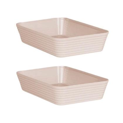 Imagem de Kit 2 Travessas Com Friso Retangular P/ Servir 27,5x19x6cm Creme Le Chef