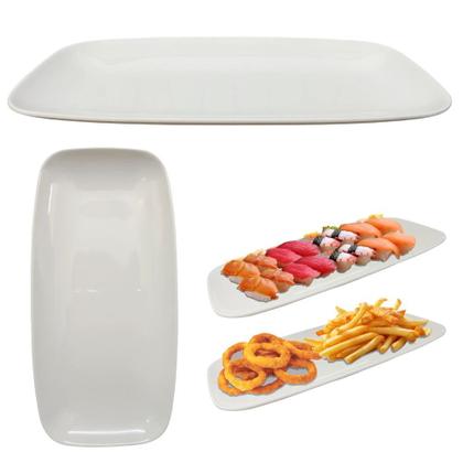 Imagem de Kit 2 Travessas Rasas 35x24cm + 5 Travessas 30x15cm + 10 Pratos para Sushi Comida Japonesa em Melamina  Bestfer 