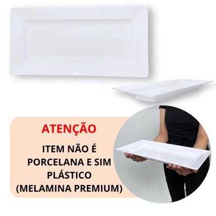 Imagem de Kit 2 Travessas Retangulares Tam P 44,5 Cm e M 56 Cm para Restaurante Buffet Branca  Bestfer 