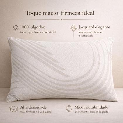 Imagem de Kit 2 Travesseiro 100% Algodão Jacquard 50x70 Luxo Conforto - 01