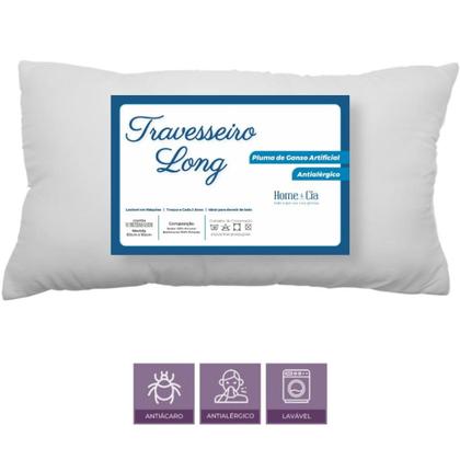 Imagem de Kit 2 Travesseiro Long com Fronhas 200 Fios Acetinado Suporte Médio 50x90cm 