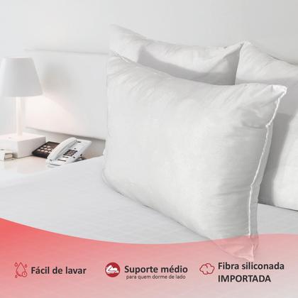 Imagem de Kit 2 Travesseiro Soft Touch Ouro Antialérgico Lavável Fibra Inteligente