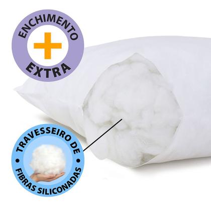 Imagem de Kit 2 Travesseiros 50x70cm Antialérgico Lavável Fibra Siliconada Macio - BF Colchões