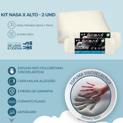 Imagem de Kit 2 Travesseiros Duoflex Nasa X Alto 13cm Antiácaro