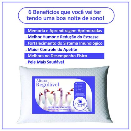 Imagem de Kit 2 travesseiros Fibra Siliconada Enchimento Extra Alto Macio 700G 20 cm Altura Regulavel