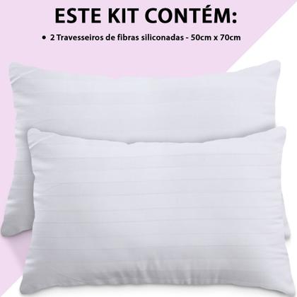 Imagem de Kit 2 Travesseiros Fibras Toque Pluma de Ganso 100% Algodão Percal 300 Fios Premium Antialérgico 50x70cm - BF Colchões