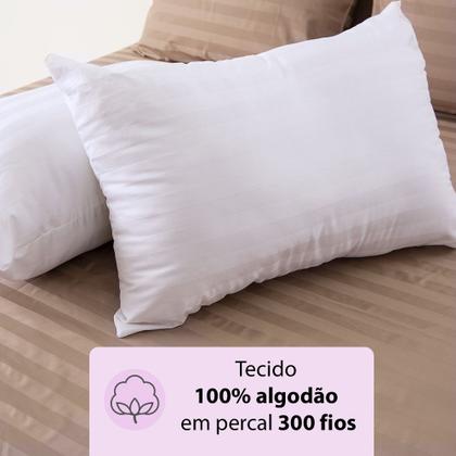 Imagem de Kit 2 Travesseiros Fibras Toque Pluma de Ganso 100% Algodão Percal 300 Fios Premium Antialérgico 50x70cm - BF Colchões