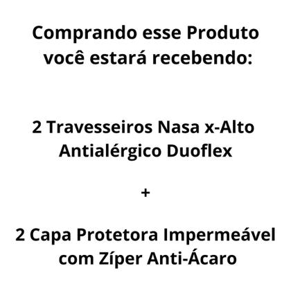 Imagem de Kit 2 Travesseiros Nasa-x Alto Original Duoflex Antialérgico + 2 Capas Protetora
