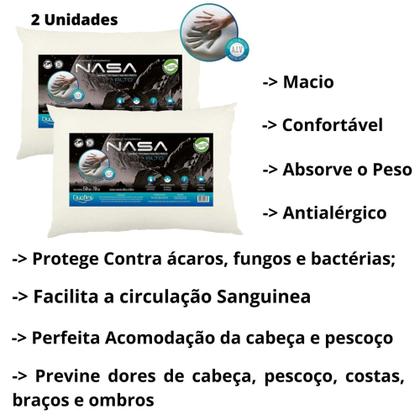 Imagem de Kit 2 Travesseiros Nasa-x Alto Original Duoflex Antialérgico + 2 Capas Protetora