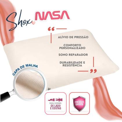 Imagem de kit 2 Travesseiros NasaX Alto Viscoelástico 50x70x13cm