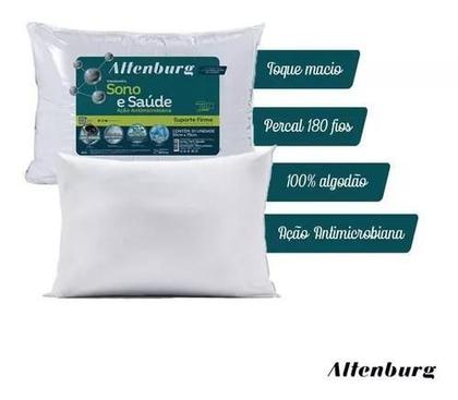 Imagem de Kit 2 Travesseiros Suporte Firme Anti Alérgico Sono E Saúde Altenburg 180fios  Lavável 50cm x 70cm
