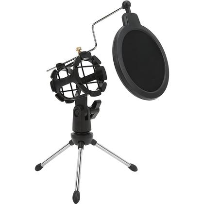 Imagem de Kit 2 Tripé Com Pop Filter Suporte Pedestal Pequeno De Mesa