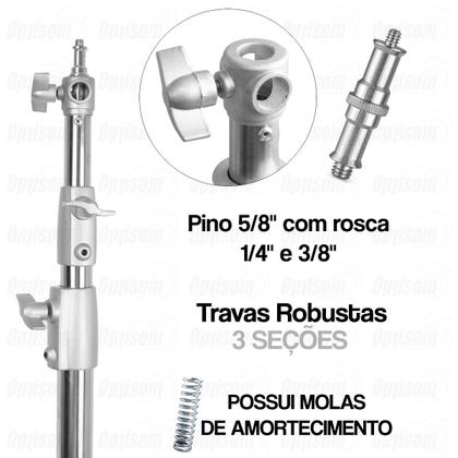 Imagem de Kit 2 Tripé Inox Greika Iluminação Profissional 2,5m 15kg Fc-s288l