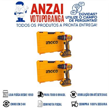 Imagem de Kit 2 uinidades - gco parafusadeira e furadeira bl 1/2pol a bateria 20v linha p20s c/ 2 bat 2.0ah