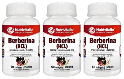 Imagem de Kit 2 Un - Berberina Hcl 1500Mg 60 Capsulas Nutrivitalle