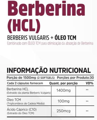 Imagem de Kit 2 Un - Berberina Hcl 1500Mg 60 Capsulas Nutrivitalle