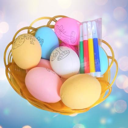 Imagem de Kit 2 un Cestinha 10 Ovos Colorir Páscoa 4 Canetinhas