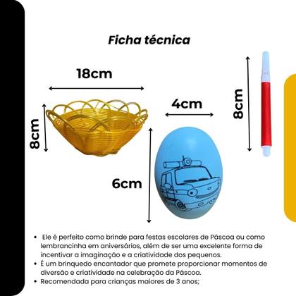 Imagem de Kit 2 un Cestinha 10 Ovos Colorir Páscoa 4 Canetinhas