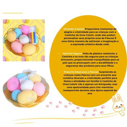 Imagem de Kit 2 un Cestinha 10 Ovos Colorir Páscoa 4 Canetinhas