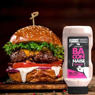 Imagem de Kit 2 Un De Maionese Junior Sabor Bacon Baconnaise Molho Cremoso Em Frasco De 360g Para Lanche Hotel Pousada Porção