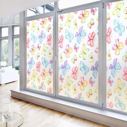 Imagem de Kit 2 Un Pelicula Eletrostatica 3D Vidro Borboleta Colorido